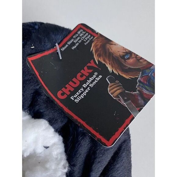 Fuzzy Babba Chucky Slipper Socks Men’s Size M/L 7.5-9.5 Non Skid Unisex NEW - Picture 3 of 13